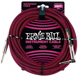 Cablu chitara împletit Ernie Ball  Black/Red 7,62 m