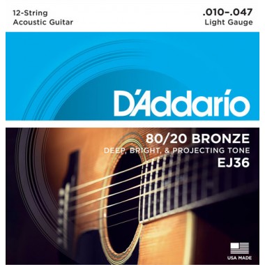 Corzi chitara acustica 12 corzi D’Addario EJ36 80/20 Bronze